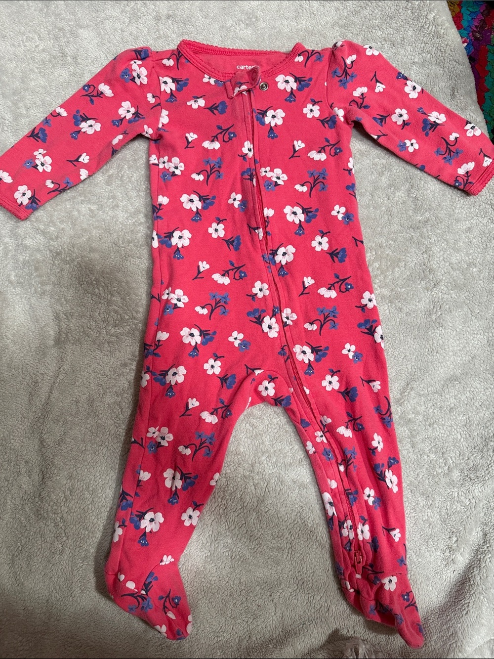Carter's Pink Floral Zip-Up Baby One-Piece